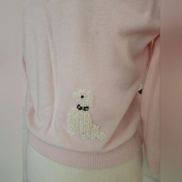 Rare Lucky Brand Light Pink Sweater with Poodle Embroidery - Picture 6 of 9